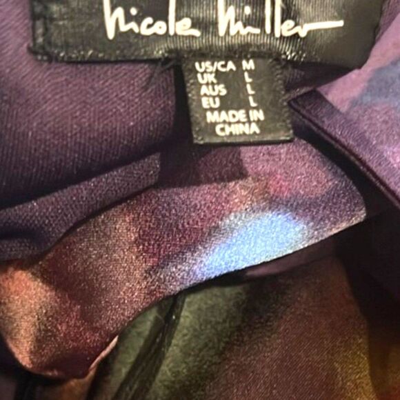 Nicole Miller Maxi Dress M Purple Floral Boho Pockets Shelf Bra NWT Fall Style - Picture 3 of 12